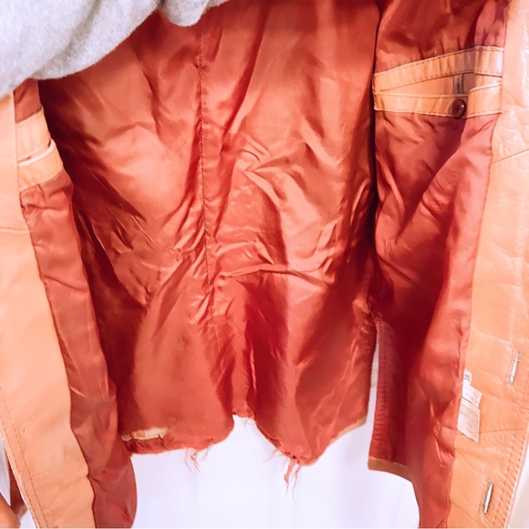 Vintage Distressed Leather Jacket 70’s Retro - Picture 6 of 8